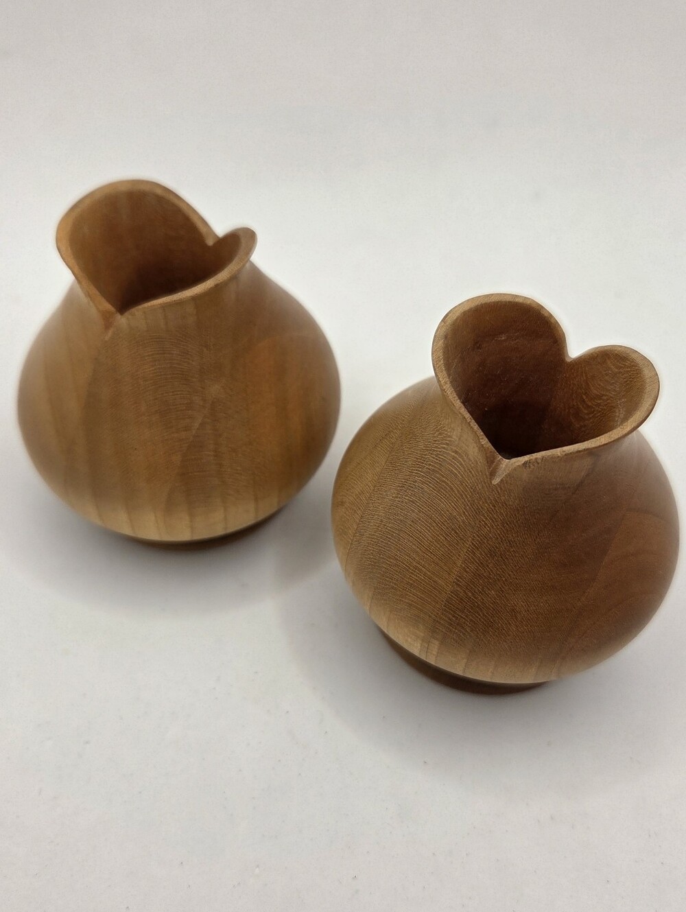 Hand Crafted Lathe Turned Wooden Tulip-Shaped Bud Candleholders Vases Natural